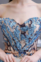 Luxury Sparkly Off-the-Shoulder Sequins Aline Prom Dress Floor Length by misshow.com