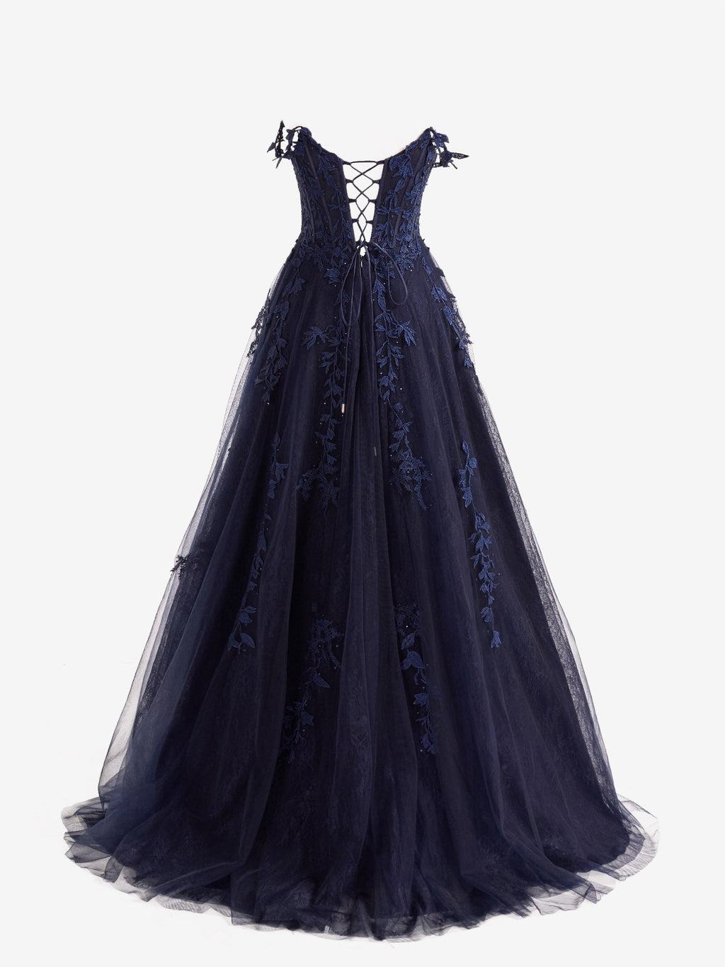 A-line Sweetheart Lace Tulle Prom Dress with Slit