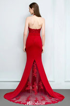 Mermaid Charmeuse Lace Halter SleevelessBridesmaid Dress Floor-Length Prom Dress