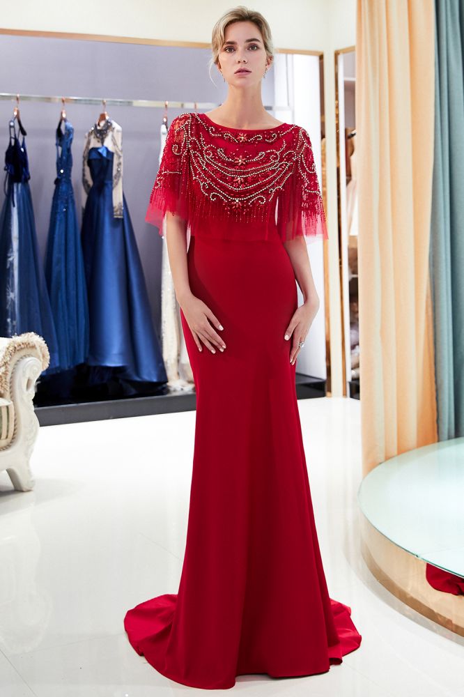 Mermaid Floor Length Crystal Beading Formal Dress