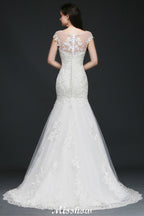 Mermaid Jewel Tulle Lace Wedding Dress