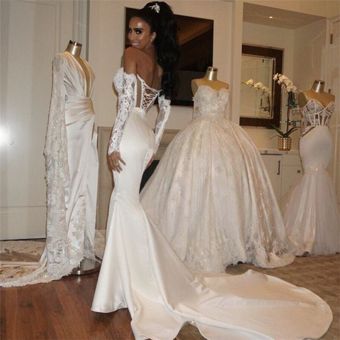 Mermaid New Arrival Wedding Dress Sweetheart Lace Up Bridal Wears