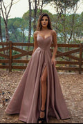 Modest A-line Sweetheart Long Prom Dress with Slit
