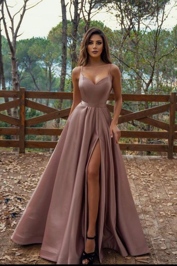 Modest A-line Sweetheart Long Prom Dress with Slit