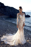 New Long Mermaid Lace Wedding Dresses With Long Sleeves