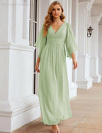 Chiffon Bridesmaid Dresses with Split for Women Wedding Long Party Prom Gown Flutter Sleeve SEA28045