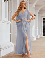 Chiffon Bridesmaid Dresses with Split for Women Wedding Long Party Prom Gown Flutter Sleeve SEA28045