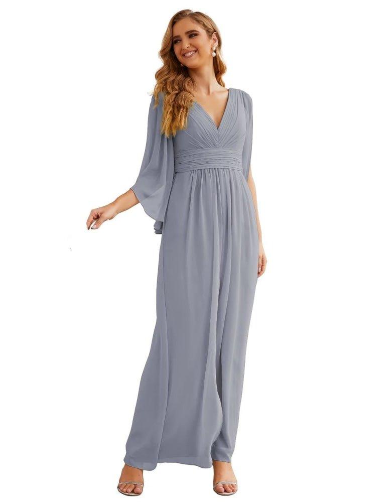 Chiffon Bridesmaid Dresses with Split for Women Wedding Long Party Prom Gown Flutter Sleeve SEA28045