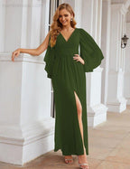 Chiffon Bridesmaid Dresses with Split for Women Wedding Long Party Prom Gown Flutter Sleeve SEA28045