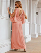 Chiffon Bridesmaid Dresses with Split for Women Wedding Long Party Prom Gown Flutter Sleeve SEA28045