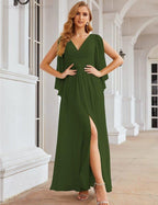Chiffon Bridesmaid Dresses with Split for Women Wedding Long Party Prom Gown Flutter Sleeve SEA28045