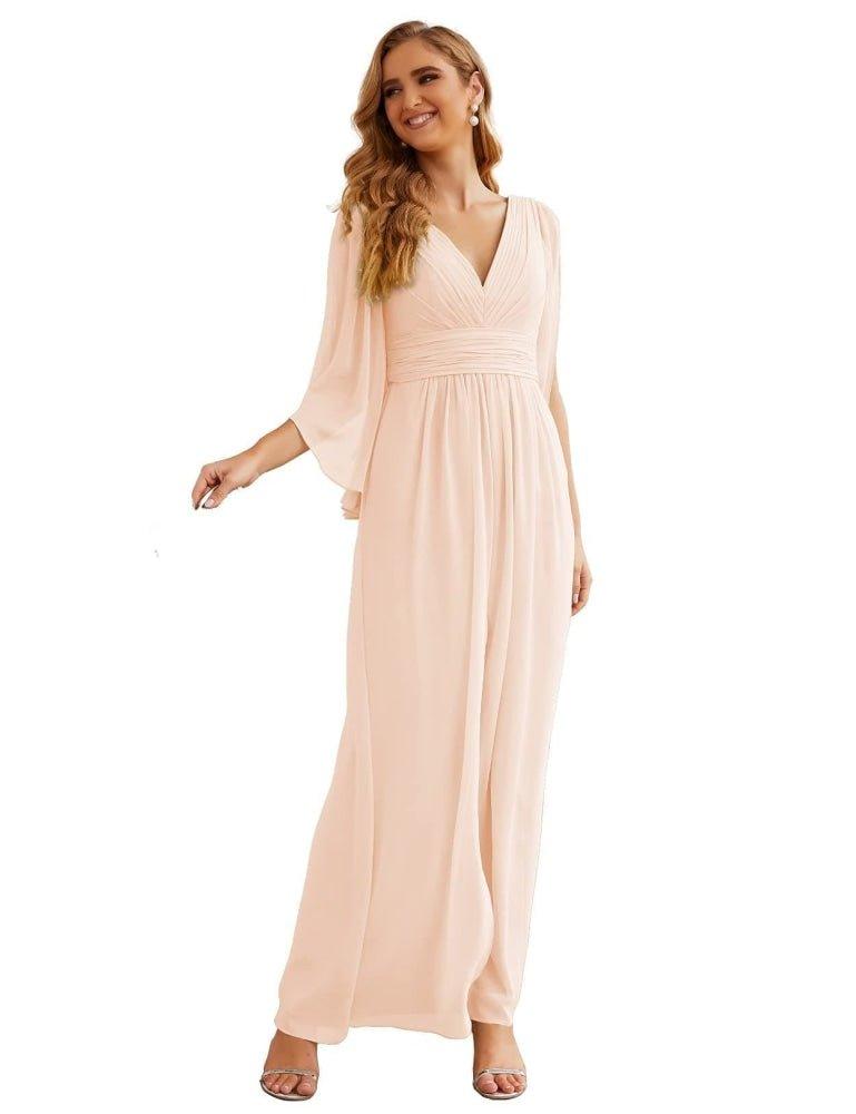 Chiffon Bridesmaid Dresses with Split for Women Wedding Long Party Prom Gown Flutter Sleeve SEA28045