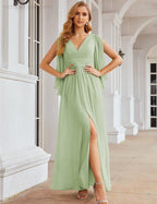 Chiffon Bridesmaid Dresses with Split for Women Wedding Long Party Prom Gown Flutter Sleeve SEA28045
