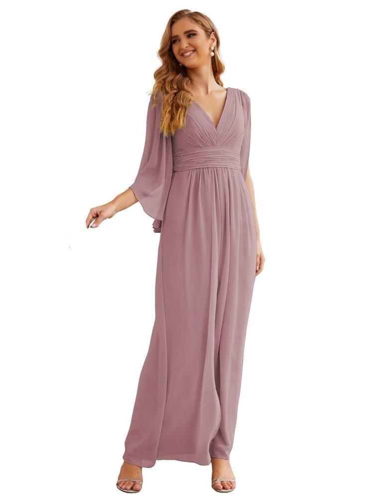 Chiffon Bridesmaid Dresses with Split for Women Wedding Long Party Prom Gown Flutter Sleeve SEA28045