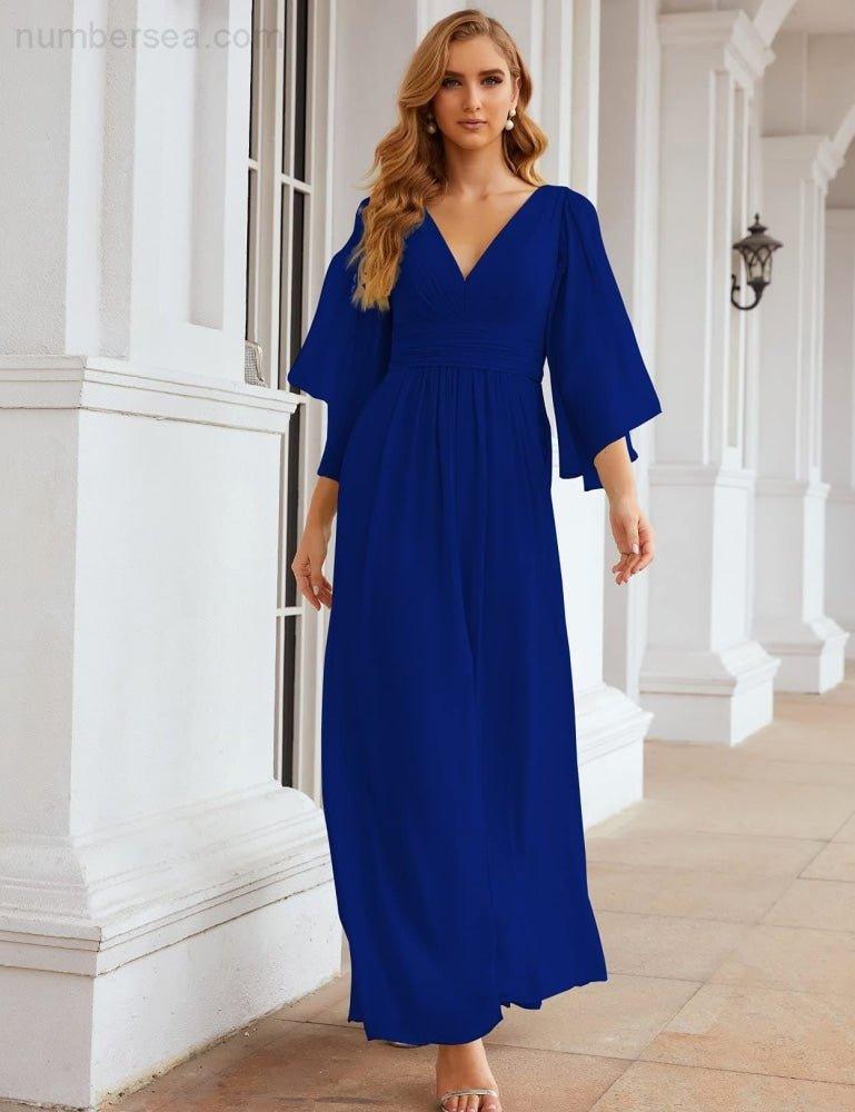Chiffon Bridesmaid Dresses with Split for Women Wedding Long Party Prom Gown Flutter Sleeve SEA28045