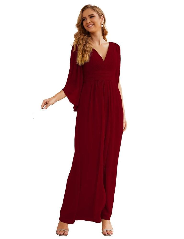Chiffon Bridesmaid Dresses with Split for Women Wedding Long Party Prom Gown Flutter Sleeve SEA28045
