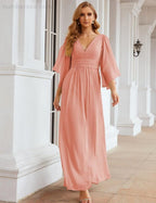 Chiffon Bridesmaid Dresses with Split for Women Wedding Long Party Prom Gown Flutter Sleeve SEA28045