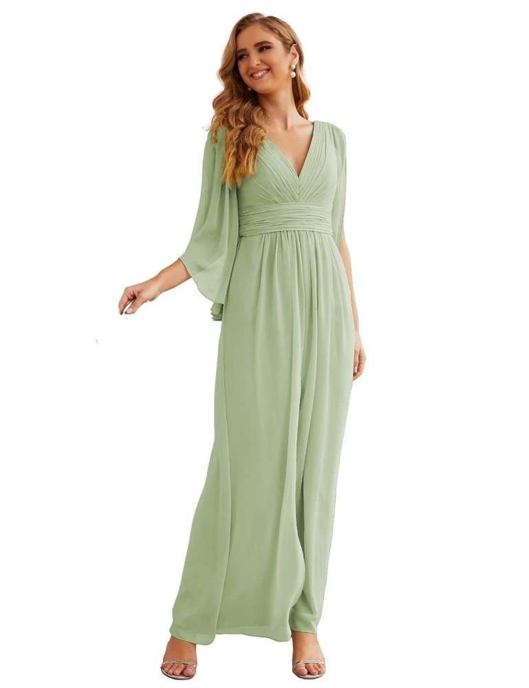 Chiffon Bridesmaid Dresses with Split for Women Wedding Long Party Prom Gown Flutter Sleeve SEA28045