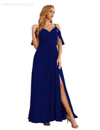 Chiffon Cold Shoulder Long Bridesmaid Dresses Plus Size Formal Prom Gowns for Women Party Wedding  SEA28070