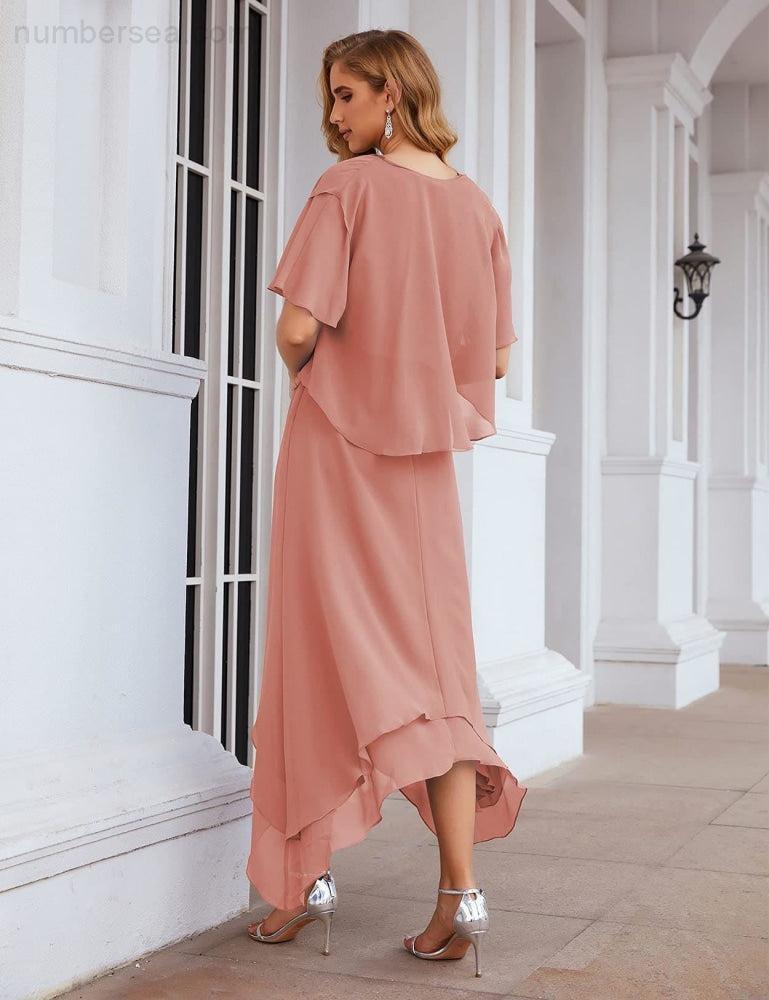 Chiffon Plus Size Mother of Bride Dresses with Jacket Formal Dresses for Wedding SEA28073