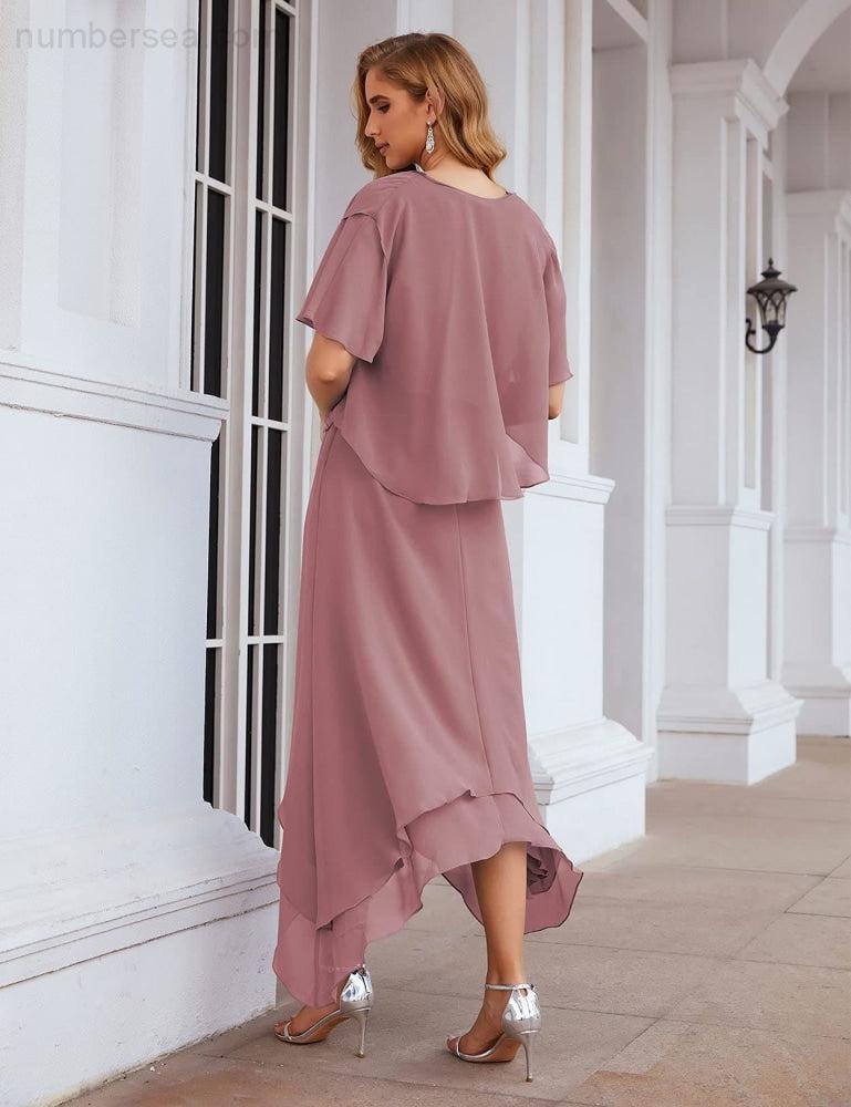 Chiffon Plus Size Mother of Bride Dresses with Jacket Formal Dresses for Wedding SEA28073