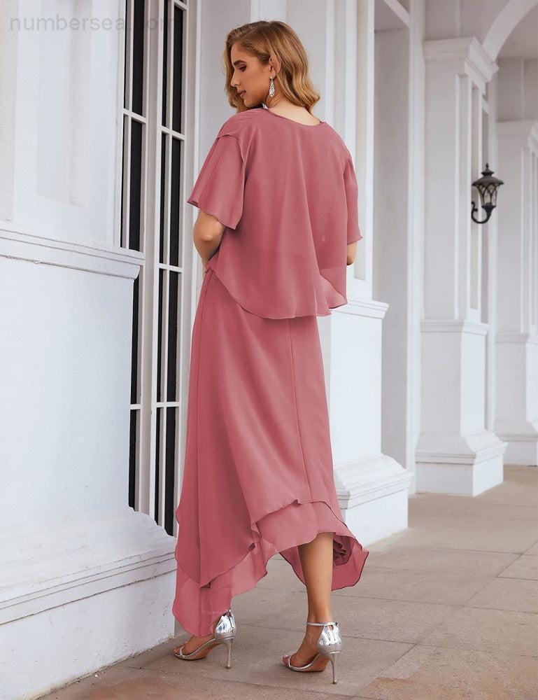 Chiffon Plus Size Mother of Bride Dresses with Jacket Formal Dresses for Wedding SEA28073