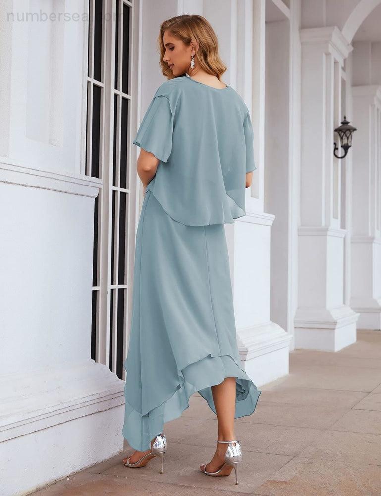 Chiffon Plus Size Mother of Bride Dresses with Jacket Formal Dresses for Wedding SEA28073