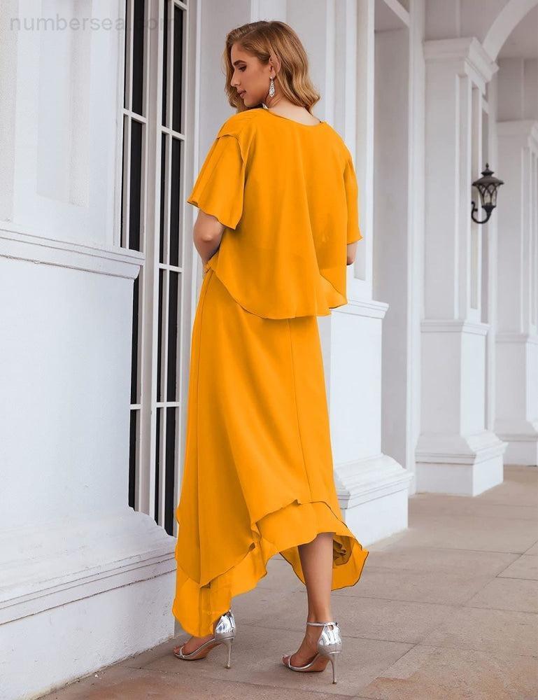 Chiffon Plus Size Mother of Bride Dresses with Jacket Formal Dresses for Wedding SEA28073