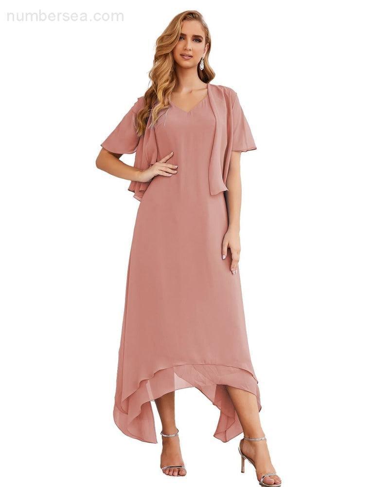 Chiffon Plus Size Mother of Bride Dresses with Jacket Formal Dresses for Wedding SEA28073