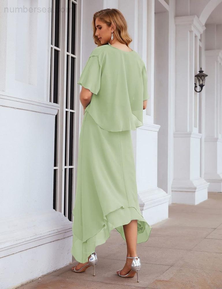 Chiffon Plus Size Mother of Bride Dresses with Jacket Formal Dresses for Wedding SEA28073
