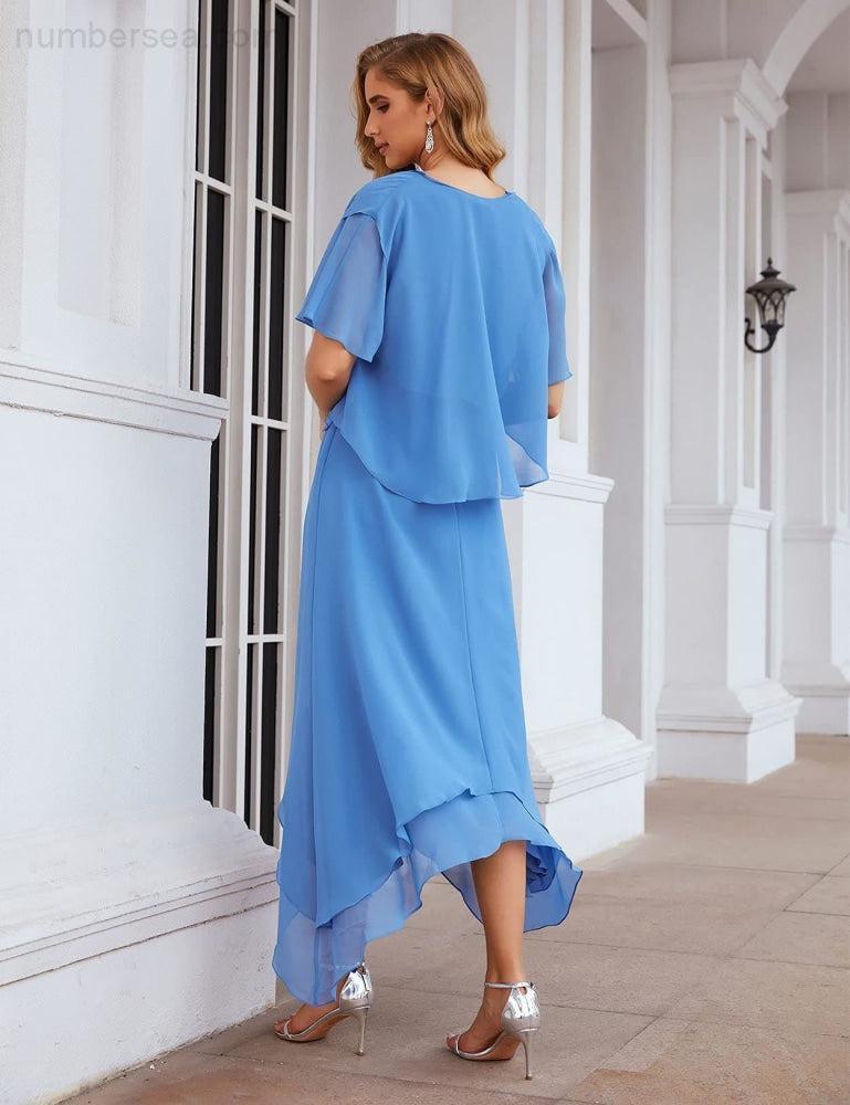 Chiffon Plus Size Mother of Bride Dresses with Jacket Formal Dresses for Wedding SEA28073