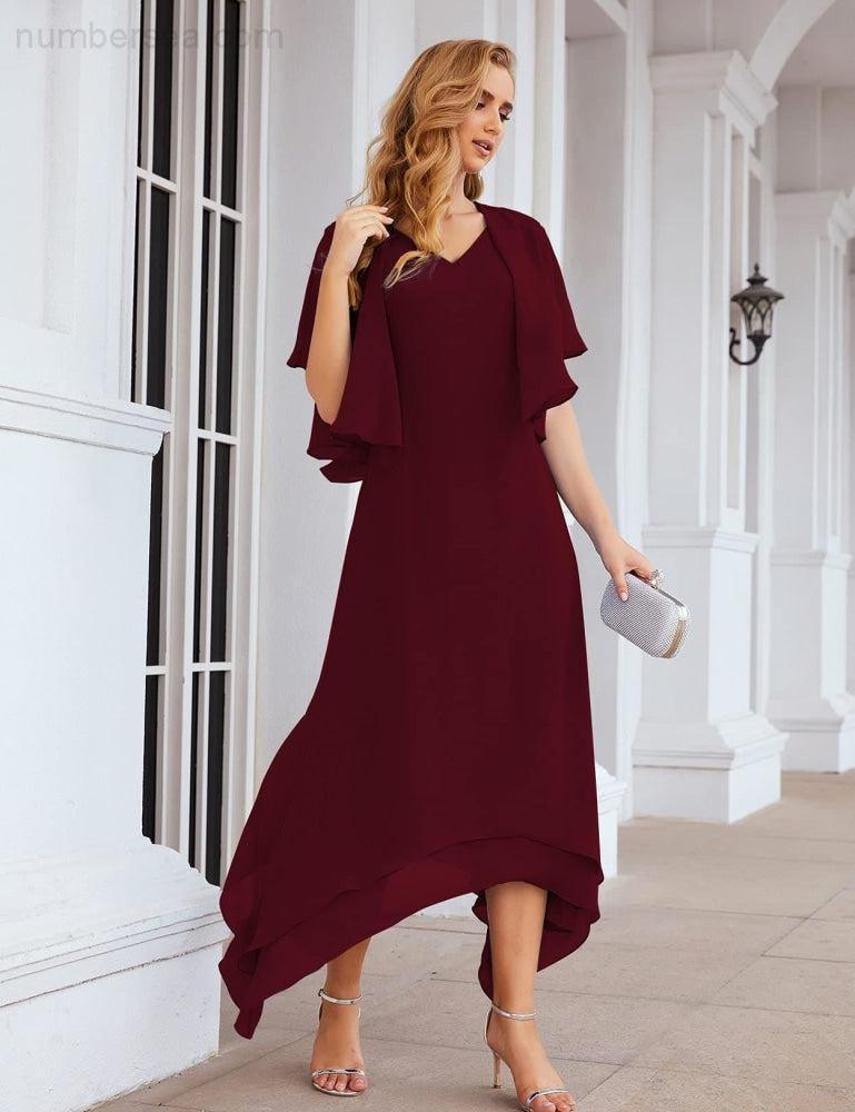 Chiffon Plus Size Mother of Bride Dresses with Jacket Formal Dresses for Wedding SEA28073