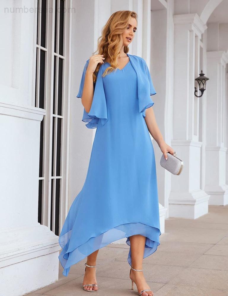 Chiffon Plus Size Mother of Bride Dresses with Jacket Formal Dresses for Wedding SEA28073