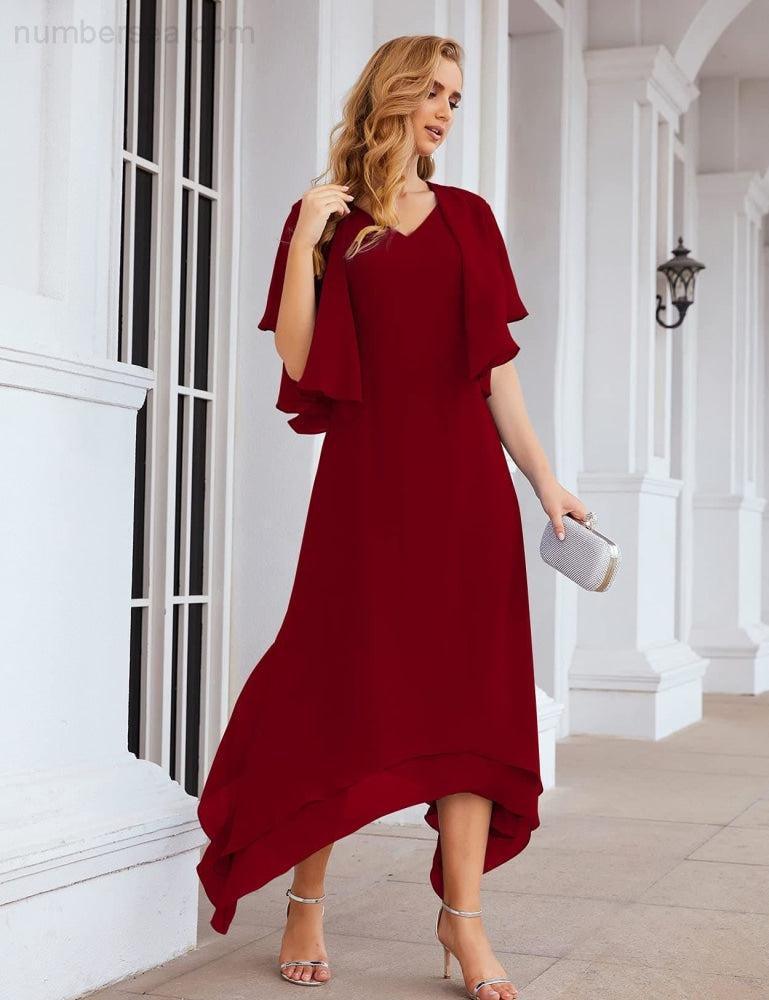 Chiffon Plus Size Mother of Bride Dresses with Jacket Formal Dresses for Wedding SEA28073