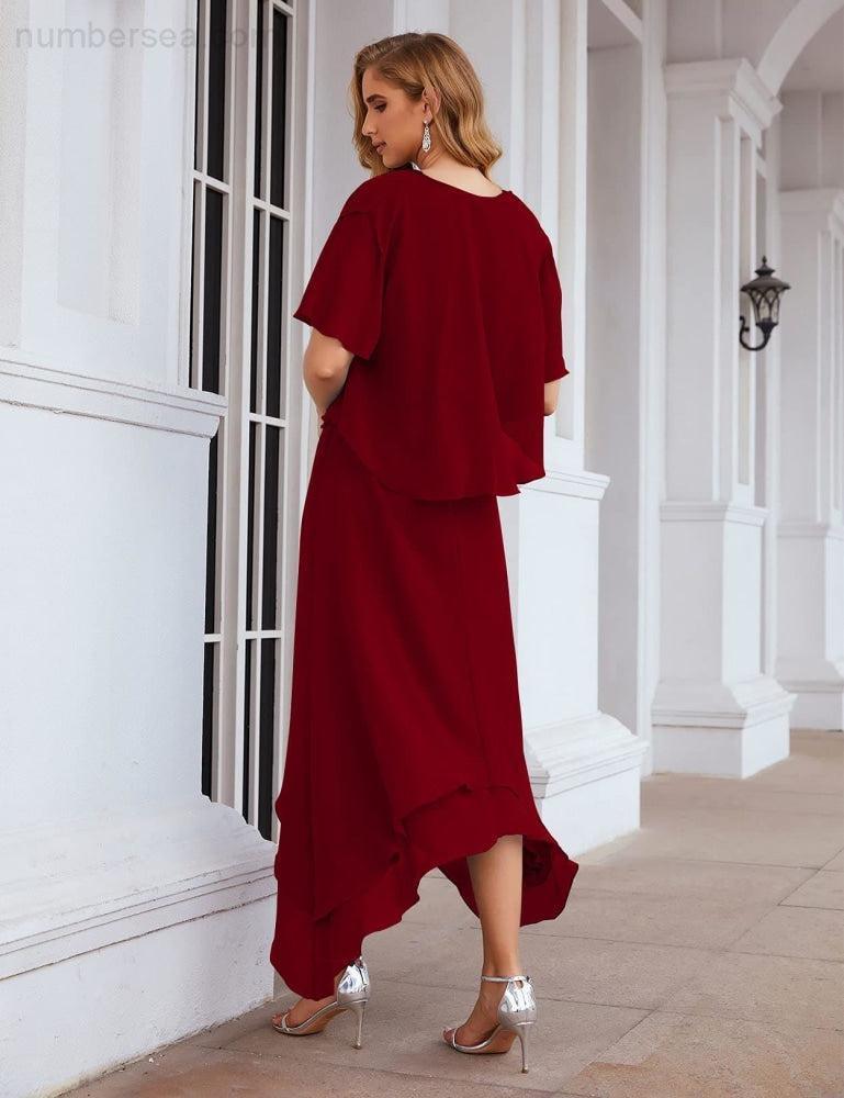 Chiffon Plus Size Mother of Bride Dresses with Jacket Formal Dresses for Wedding SEA28073