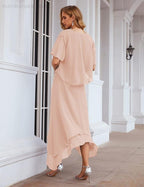 Chiffon Plus Size Mother of Bride Dresses with Jacket Formal Dresses for Wedding SEA28073