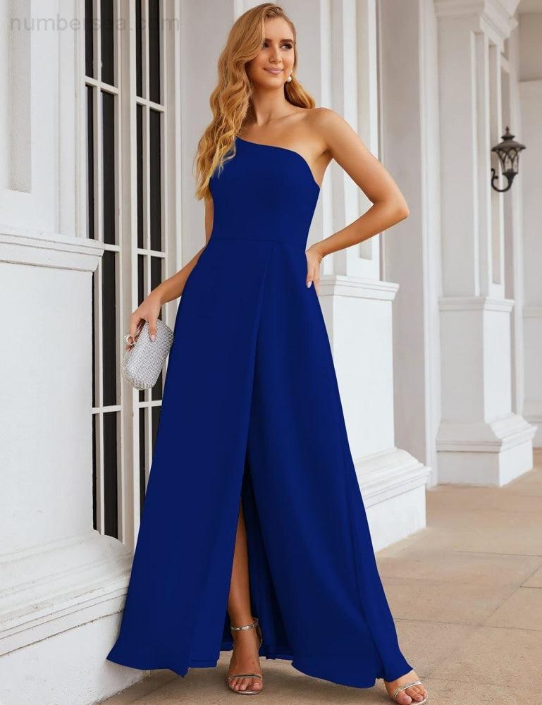 One Shoulder Chiffon Bridesmaid Dresses Long Formal Homecoming Prom Gowns for Women Party Wedding Evening SEA28052