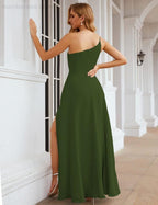 One Shoulder Chiffon Bridesmaid Dresses Long Formal Homecoming Prom Gowns for Women Party Wedding Evening SEA28052