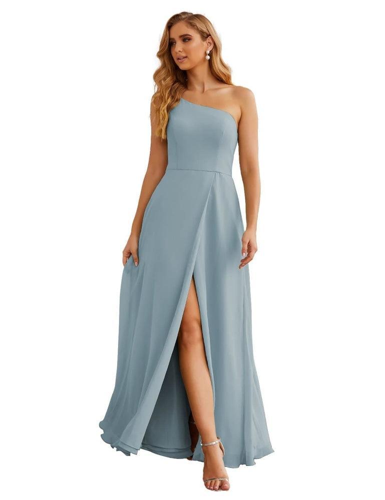 One Shoulder Chiffon Bridesmaid Dresses Long Formal Homecoming Prom Gowns for Women Party Wedding Evening SEA28052