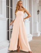 One Shoulder Chiffon Bridesmaid Dresses Long Formal Homecoming Prom Gowns for Women Party Wedding Evening SEA28052