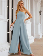 One Shoulder Chiffon Bridesmaid Dresses Long Formal Homecoming Prom Gowns for Women Party Wedding Evening SEA28052