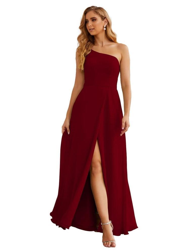 One Shoulder Chiffon Bridesmaid Dresses Long Formal Homecoming Prom Gowns for Women Party Wedding Evening SEA28052