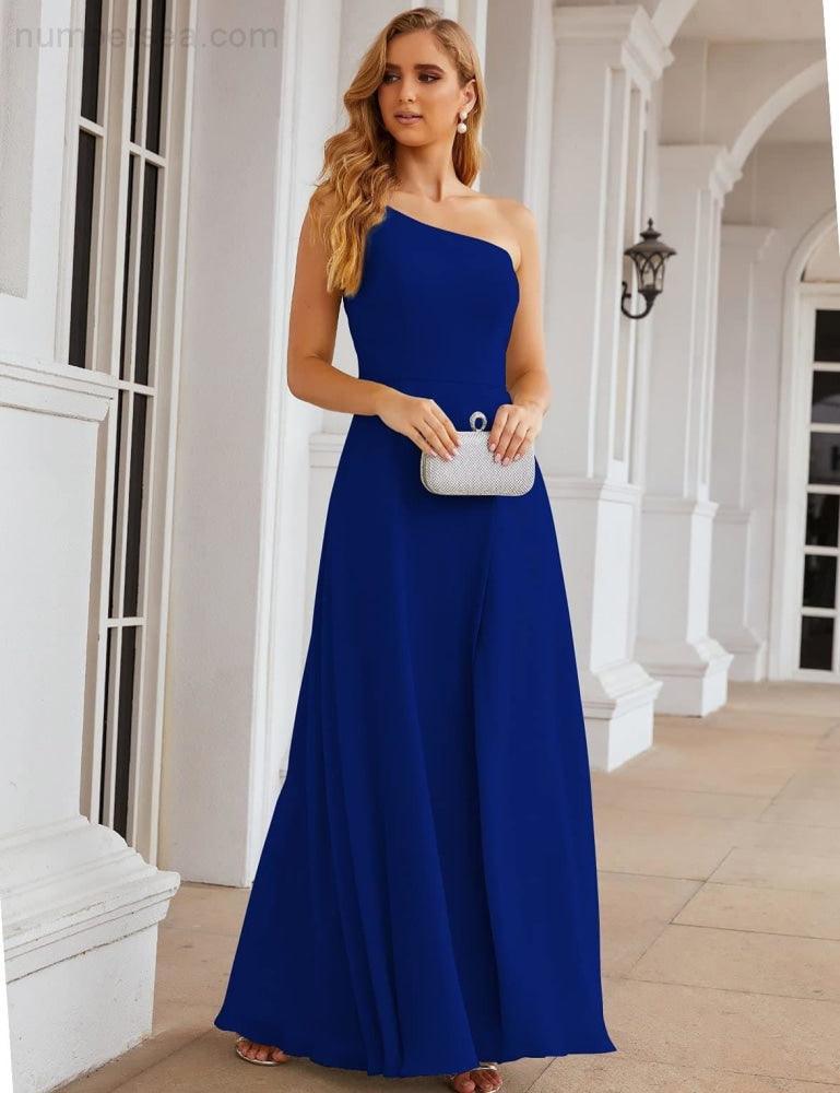 One Shoulder Chiffon Bridesmaid Dresses Long Formal Homecoming Prom Gowns for Women Party Wedding Evening SEA28052