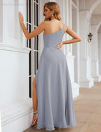 One Shoulder Chiffon Bridesmaid Dresses Long Formal Homecoming Prom Gowns for Women Party Wedding Evening SEA28052