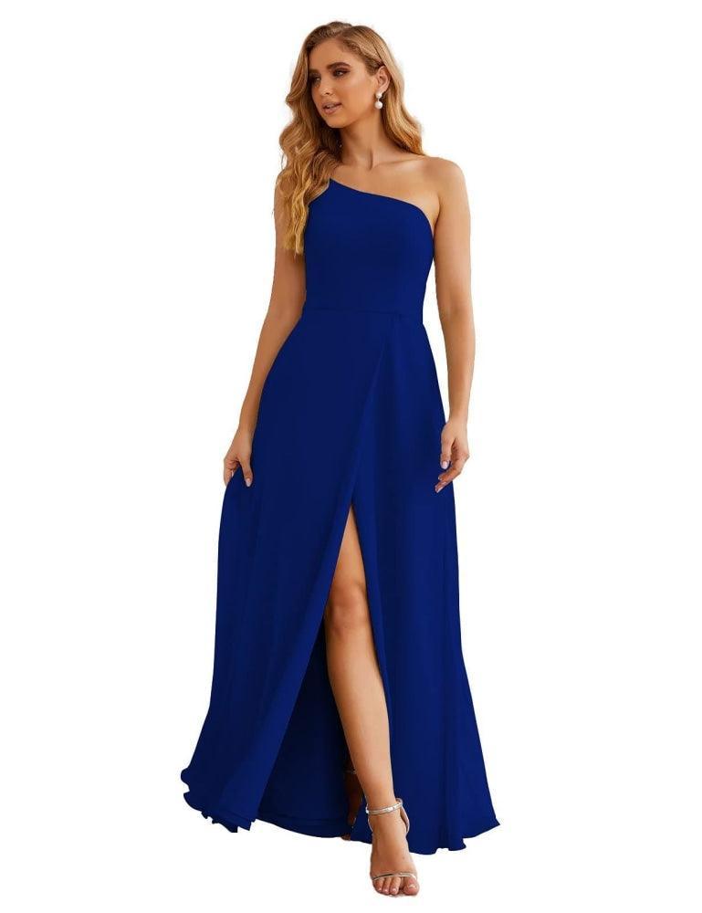 One Shoulder Chiffon Bridesmaid Dresses Long Formal Homecoming Prom Gowns for Women Party Wedding Evening SEA28052