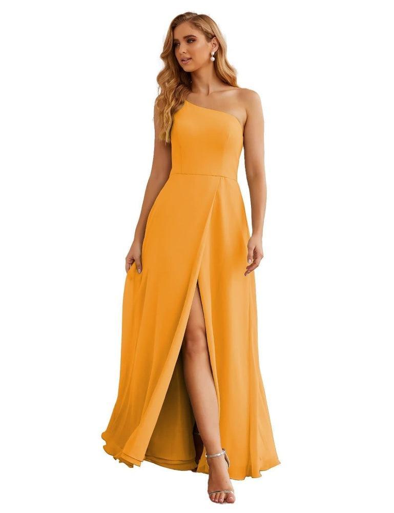 One Shoulder Chiffon Bridesmaid Dresses Long Formal Homecoming Prom Gowns for Women Party Wedding Evening SEA28052