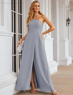 One Shoulder Chiffon Bridesmaid Dresses Long Formal Homecoming Prom Gowns for Women Party Wedding Evening SEA28052