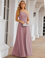One Shoulder Chiffon Bridesmaid Dresses Long Formal Homecoming Prom Gowns for Women Party Wedding Evening SEA28052