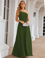 One Shoulder Chiffon Bridesmaid Dresses Long Formal Homecoming Prom Gowns for Women Party Wedding Evening SEA28052