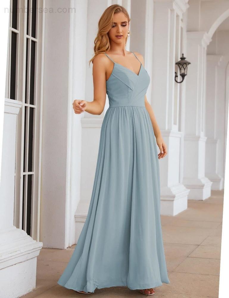 Spaghetti Strap Bridesmaid Dresses Long Formal Party Prom Gowns 28060